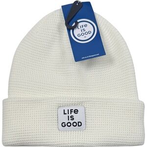 Life Is Good Waffle Cuff Beanie - NWT Womens One Size Vanilla / Multi  #48500-D3